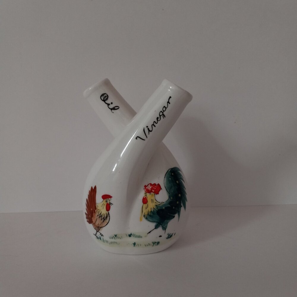 Vintage Oil & Vinegar Dispenser Rooster and Hen